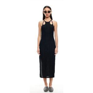 Lioness DOUBLE STRAP MIDI DRESS - ONYX